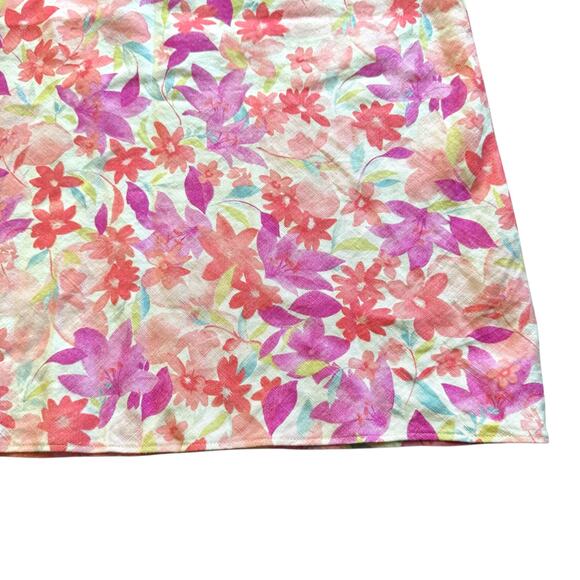 LOFT 100% Linen Brightly Colored Colorful Floral Print Lightweight Cool Size 14P - Picture 4 of 10